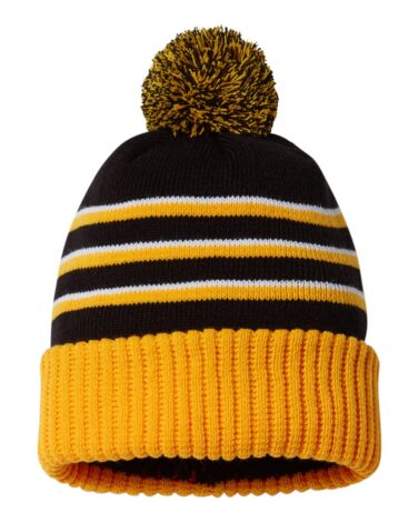 Richardson - Stripe Pom Cuffed Beanie
