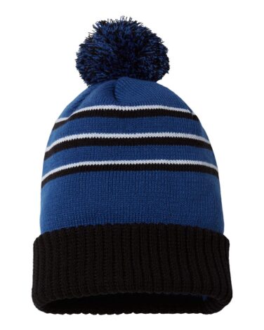 Richardson - Stripe Pom Cuffed Beanie