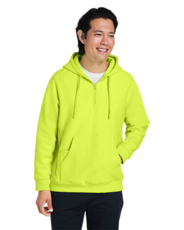 Team 365 Unisex Zone HydroSport Heavyweight Quarter-Zip Hooded Sweatshirt