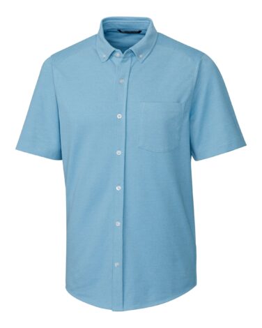 Cutter & Buck Advantage Tri-Blend Pique Short Sleeve Knitted Mens Button Down