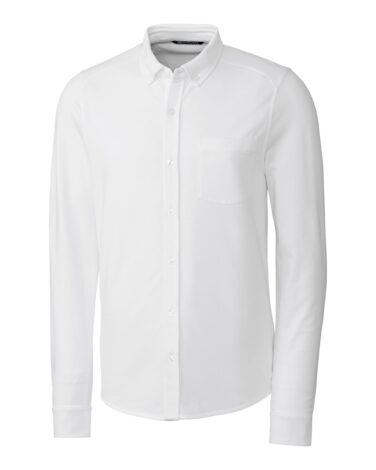 Cutter & Buck Advantage Tri-Blend Pique Long Sleeve Knitted Mens Button Down