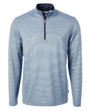 Cutter & Buck Virtue Eco Pique Micro Stripe Recycled Mens Quarter Zip