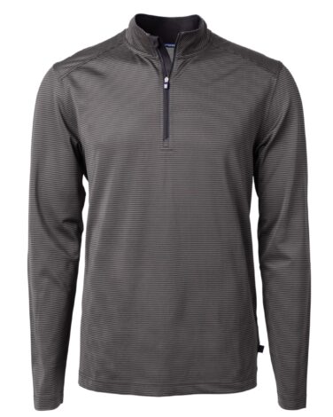 Cutter & Buck Virtue Eco Pique Micro Stripe Recycled Mens Quarter Zip
