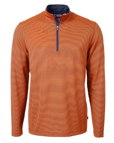 Cutter & Buck Virtue Eco Pique Micro Stripe Recycled Mens Quarter Zip