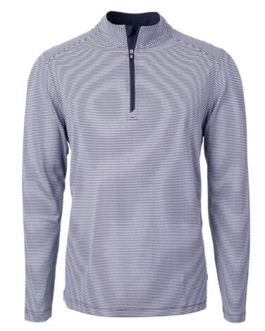 Cutter & Buck Virtue Eco Pique Micro Stripe Recycled Mens Quarter Zip