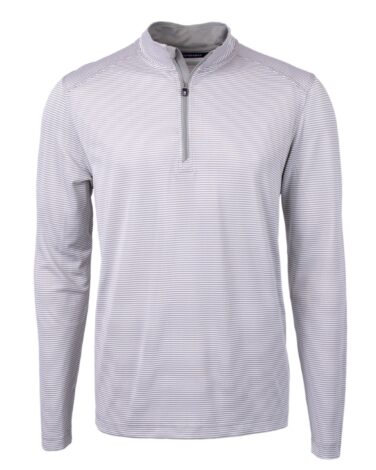Cutter & Buck Virtue Eco Pique Micro Stripe Recycled Mens Quarter Zip