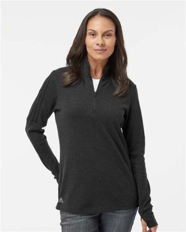 Adidas Women's 3-Stripes Quarter-Zip Sweater