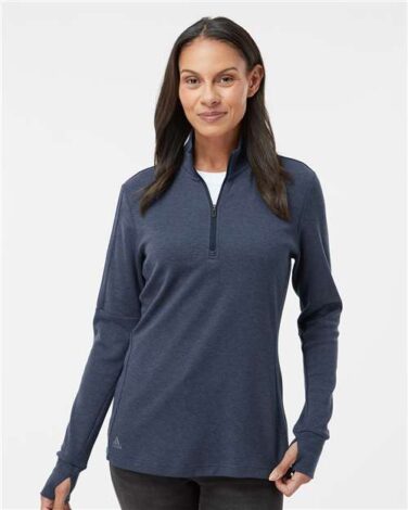 Adidas Women's 3-Stripes Quarter-Zip Sweater