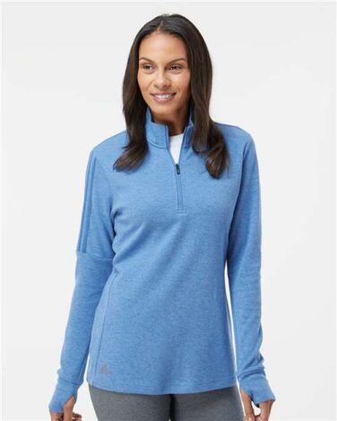Adidas Women's 3-Stripes Quarter-Zip Sweater
