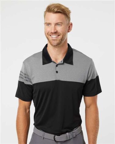 Adidas Heathered 3-Stripes Colorblocked Polo