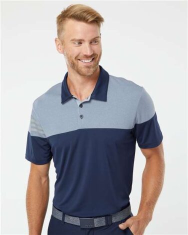 Adidas Heathered 3-Stripes Colorblocked Polo