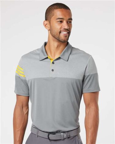 Adidas Heathered 3-Stripes Colorblocked Polo