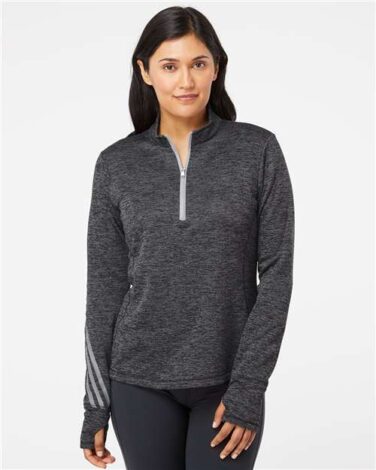 Adidas Women's Brushed Terry Heathered Quarter-Zip Pullover
