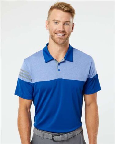 Adidas Heathered 3-Stripes Colorblocked Polo