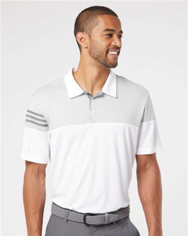 Adidas Heathered 3-Stripes Colorblocked Polo