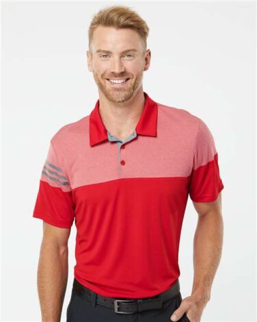 Adidas Heathered 3-Stripes Colorblocked Polo