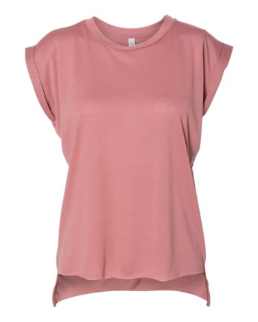 Bella + Canvas Women’s Flowy Rolled Cuffs Muscle Tee