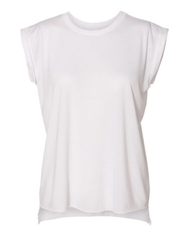Bella + Canvas Women’s Flowy Rolled Cuffs Muscle Tee