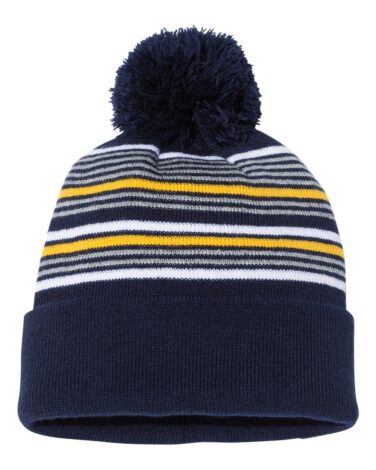 Sportsman 12" Striped Pom-Pom Knit Beanie