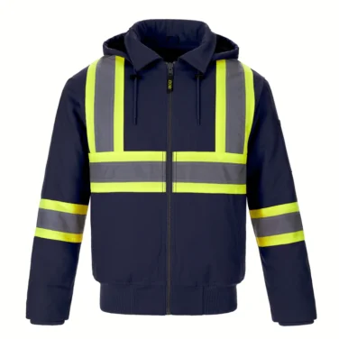 Canada Sportswear Men's Hi-vis Cotton Canvas Bomber Jacket With Sherpa Lining